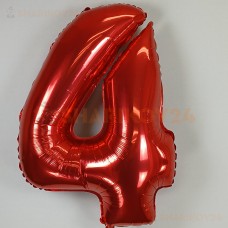 Шар (40''/102 см) Цифра, 4, Красный